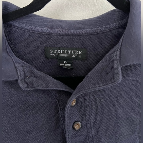 Vintage Navy Structure 1/4 Button-Up Long-Sleeve - Picture 2 of 2